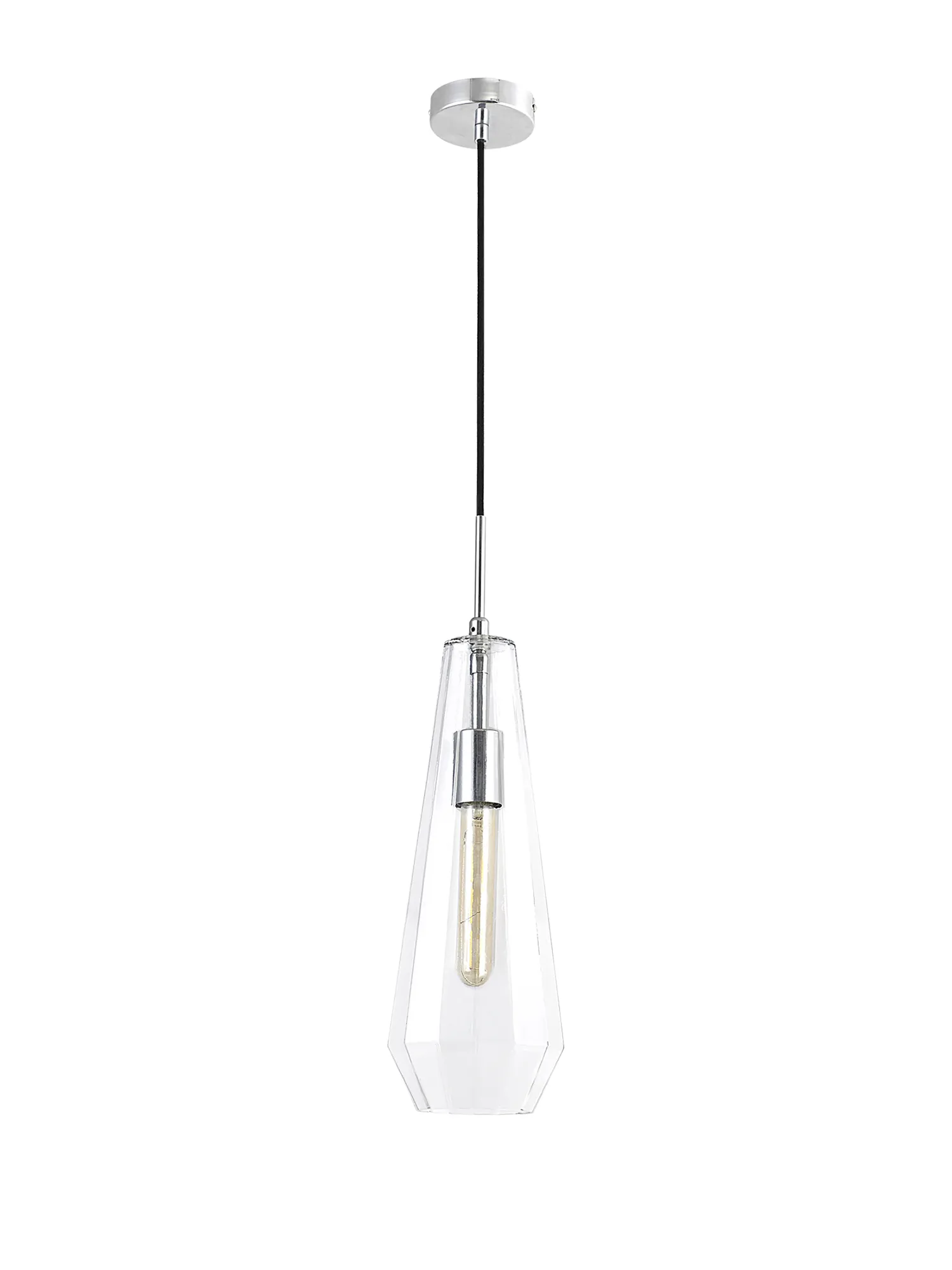Markus Glass Pendant 1 Light Clear Slim Cone Polished Chrome D0601  Deco Markus